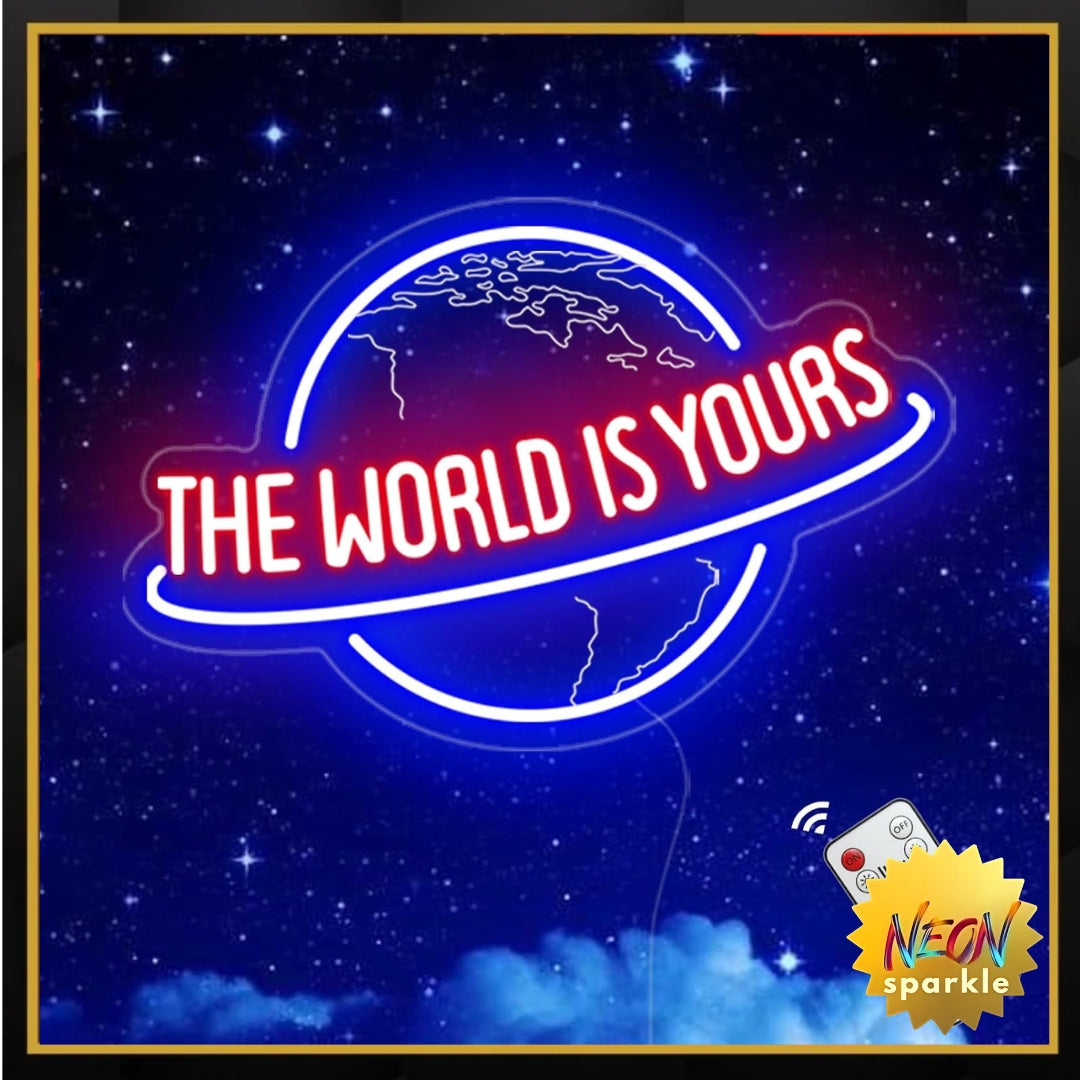 Remote Dimmer Planet LED Neon Light Lamp for Wall Decor, USB Power for Man Cave Home Bar Bistro Club