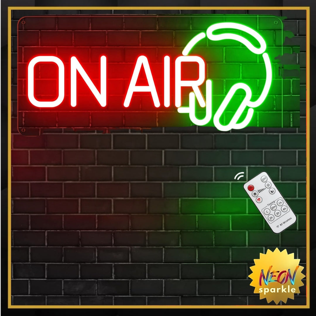 Red Green Recording Headset LED Neon Light for Live Room, USB Powered for Twitch