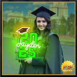 Neon Sign for High School College Graduation, Personalized LED Light Up Wall Decor for Class of 2025,