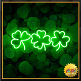 Shamrocks Neon Sign for St. Patrick's Day Wall Decor LED Sign Lucky Leaves for Gift, USB Powered Dimmable